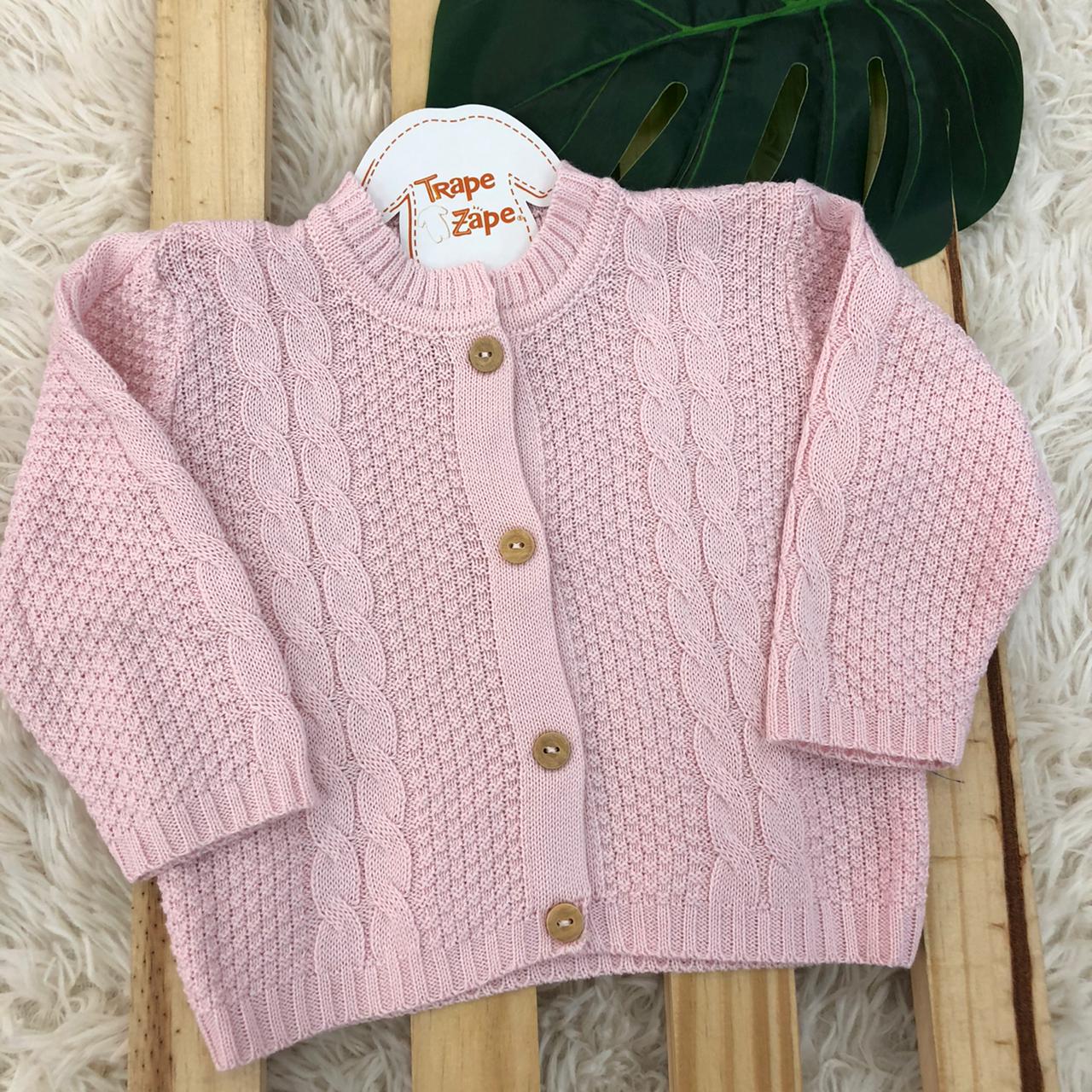 Casaco de linha Trança Rosa Plix